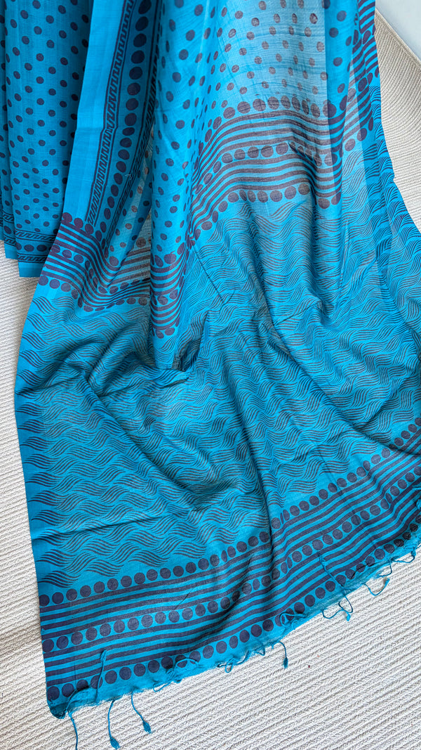 'VRITTA : Teal' Mangalagiri Cotton Saree