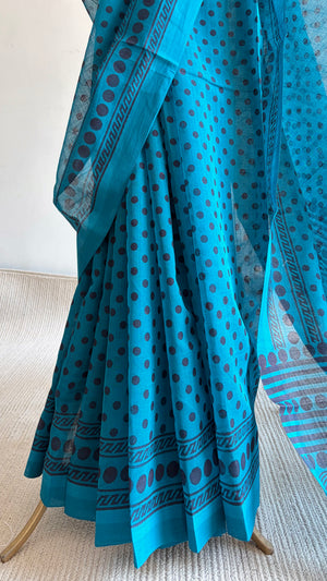'VRITTA : Teal' Mangalagiri Cotton Saree