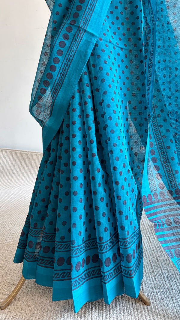 'VRITTA : Teal' Mangalagiri Cotton Saree