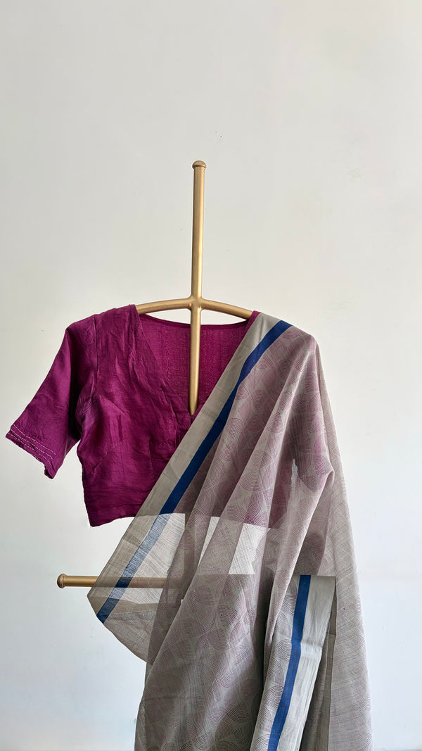 'REKHA : Grey' Mangalagiri Cotton Saree