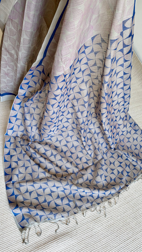 'REKHA : Grey' Mangalagiri Cotton Saree