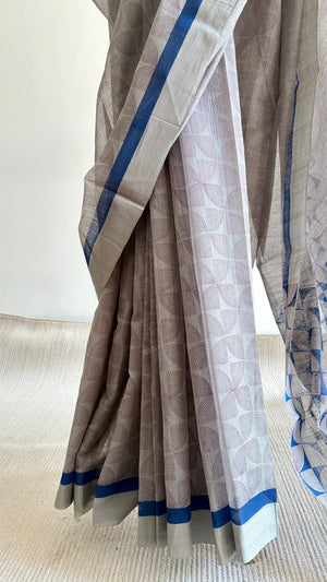 'REKHA : Grey' Mangalagiri Cotton Saree