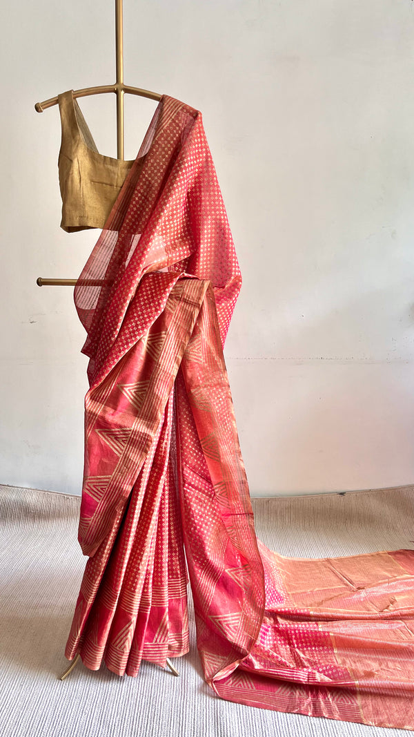 'TOMRAS' Handwoven Tissue Maheshwari Saree