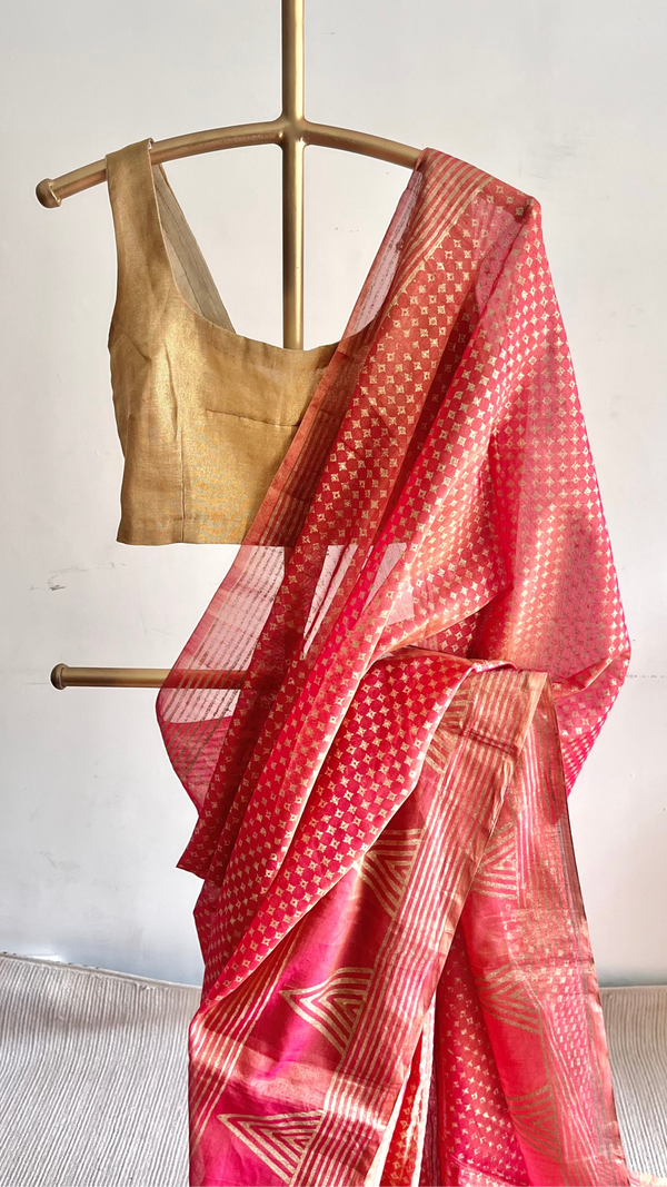 'TOMRAS' Handwoven Tissue Maheshwari Saree