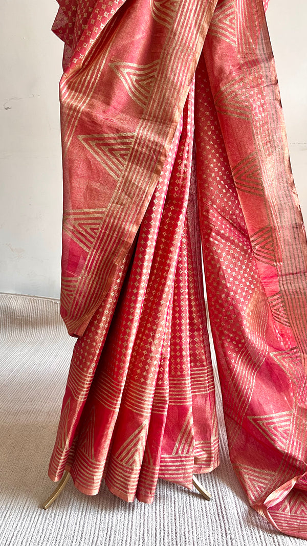 'TOMRAS' Handwoven Tissue Maheshwari Saree