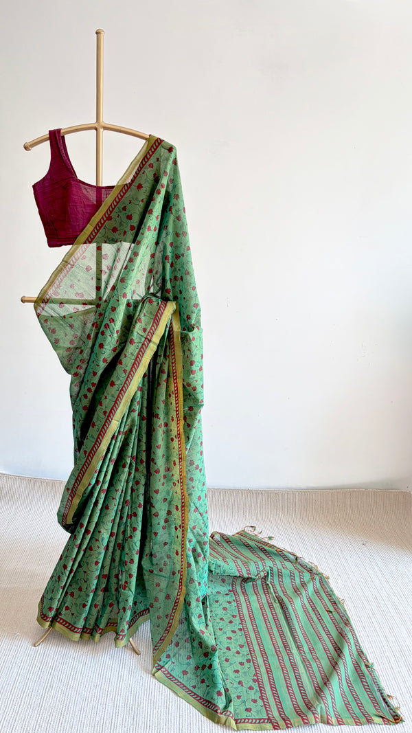 'VANA : Green' Mangalagiri Cotton Saree