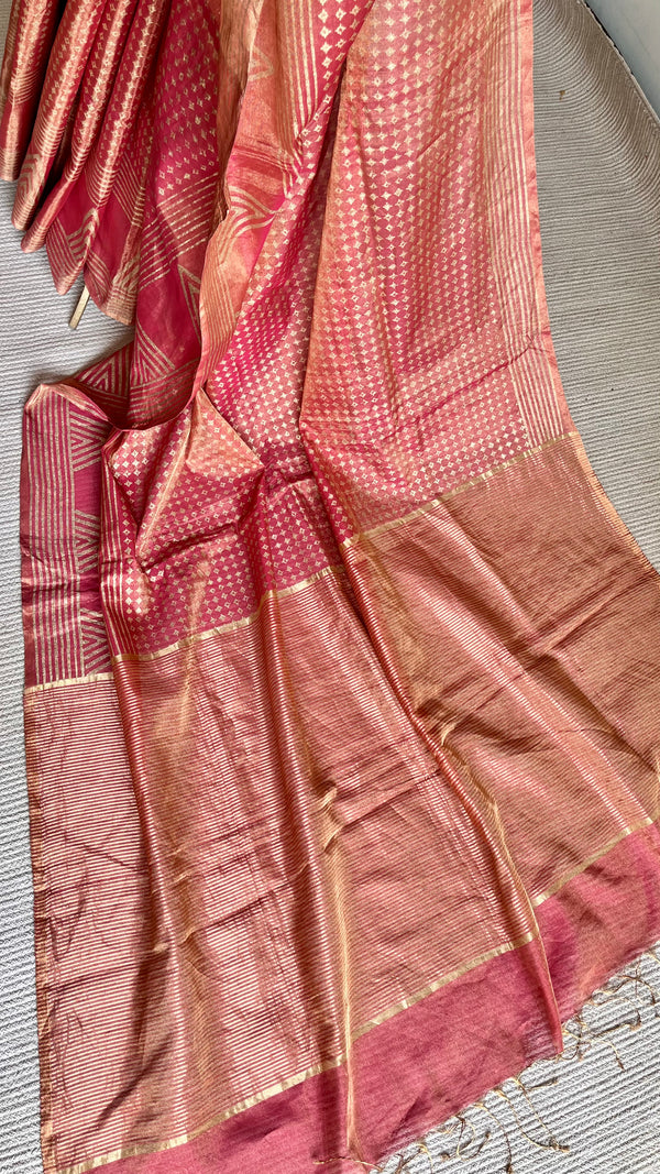 'TOMRAS' Handwoven Tissue Maheshwari Saree