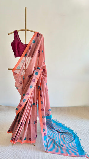 'BINDU : Mauve' Mangalagiri Cotton Saree