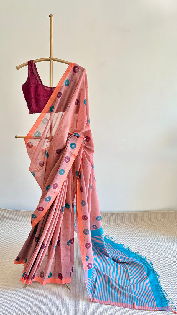 'BINDU : Mauve' Mangalagiri Cotton Saree