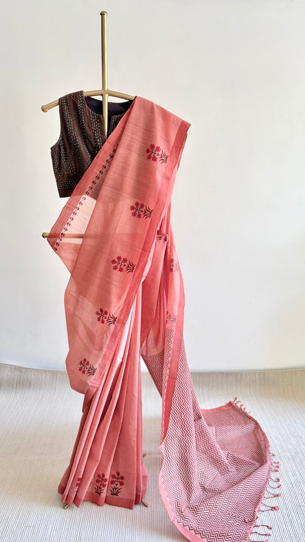 'MALLIKA : Rose' Mangalagiri Cotton Saree