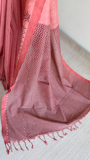 'MALLIKA : Rose' Mangalagiri Cotton Saree