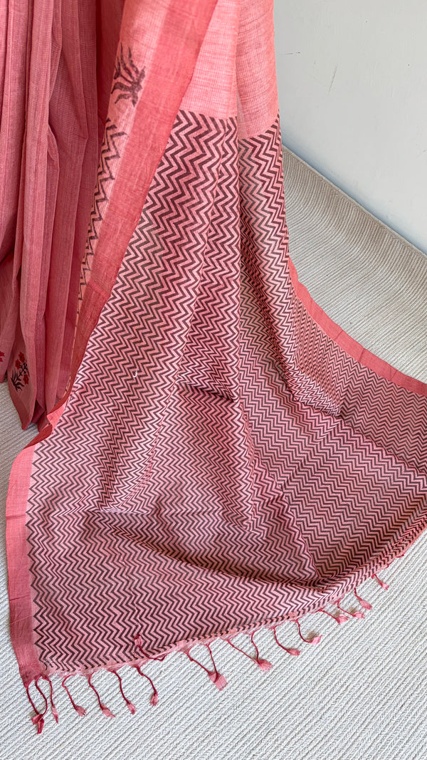 'MALLIKA : Rose' Mangalagiri Cotton Saree