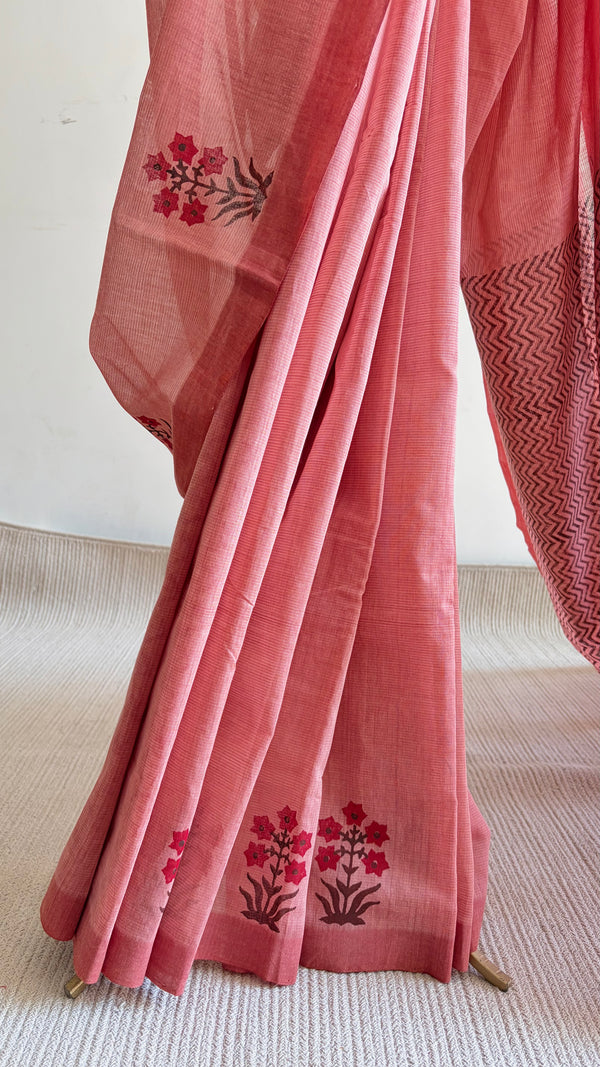 'MALLIKA : Rose' Mangalagiri Cotton Saree