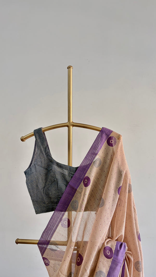 'BINDU : Beige' Mangalagiri Cotton Saree