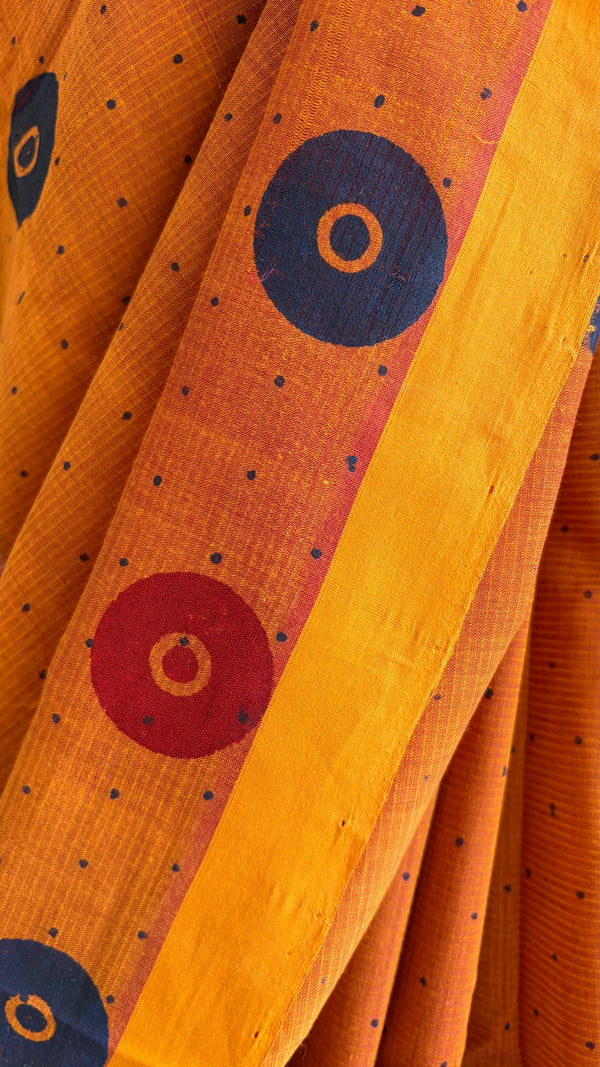 'BINDU : Ochre' Mangalagiri Cotton Saree