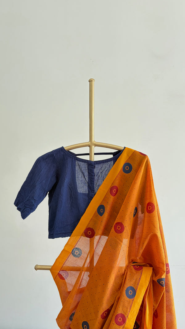 'BINDU : Ochre' Mangalagiri Cotton Saree