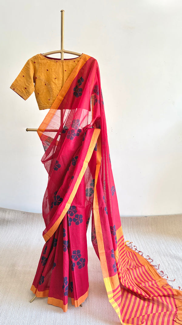 'UDGAM : Red' Mangalagiri Cotton Saree