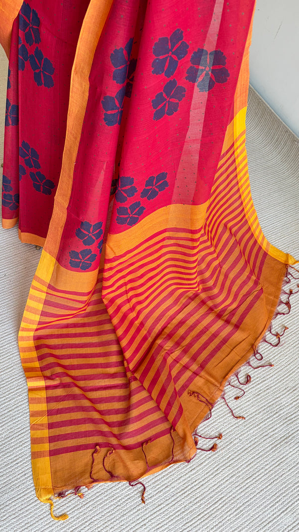 'UDGAM : Red' Mangalagiri Cotton Saree