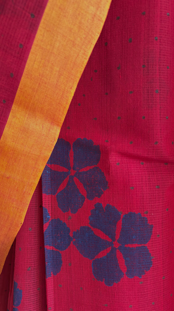 'UDGAM : Red' Mangalagiri Cotton Saree
