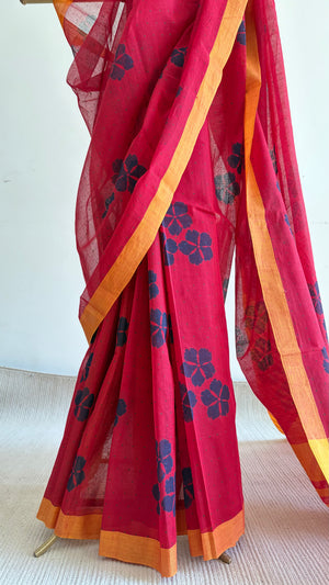 'UDGAM : Red' Mangalagiri Cotton Saree