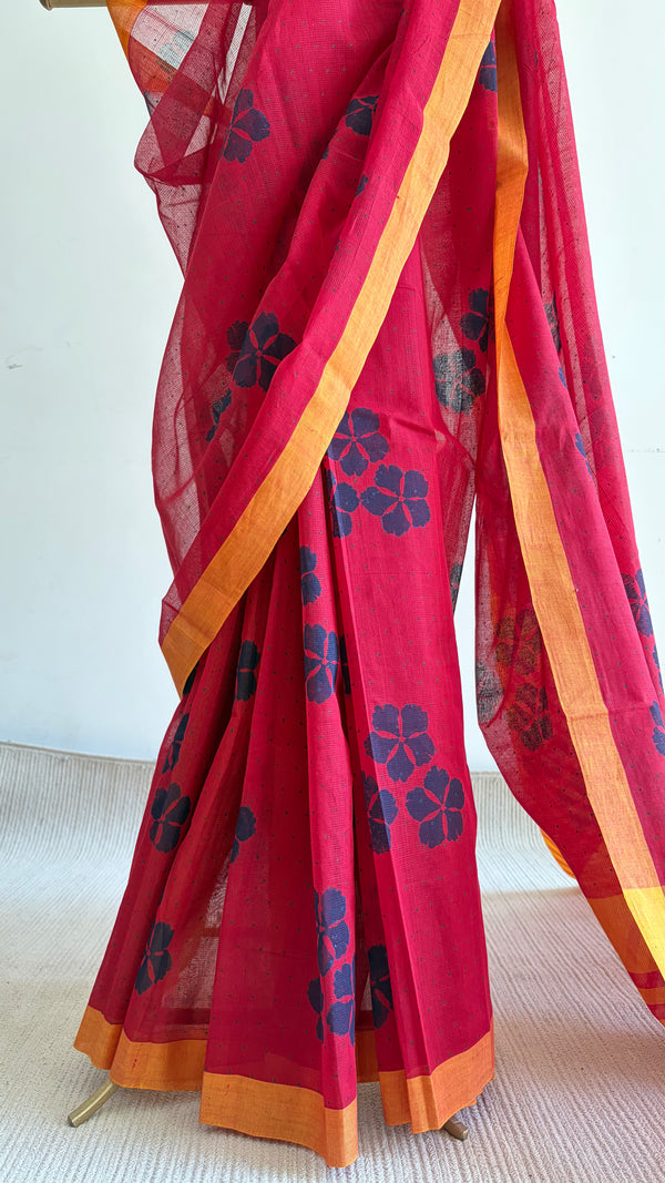 'UDGAM : Red' Mangalagiri Cotton Saree