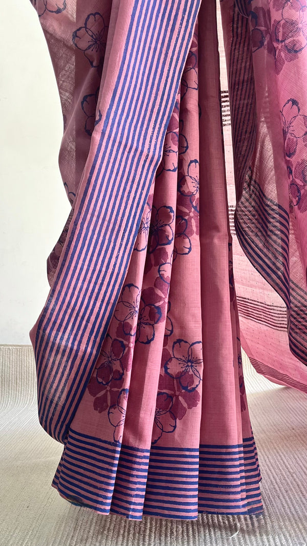 'MADHURI : Mauve' Mangalagiri Cotton Saree