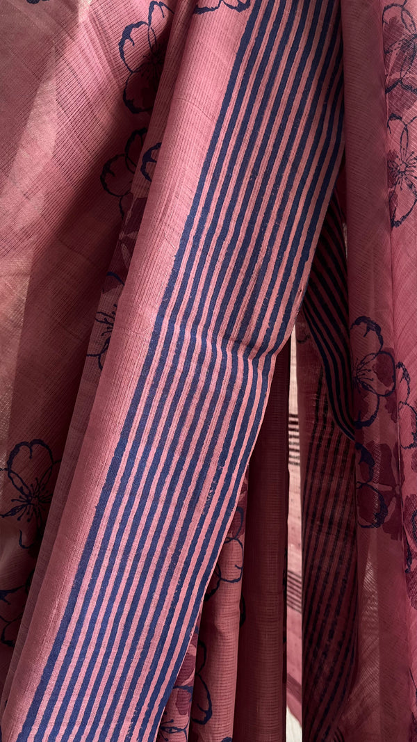 'MADHURI : Mauve' Mangalagiri Cotton Saree