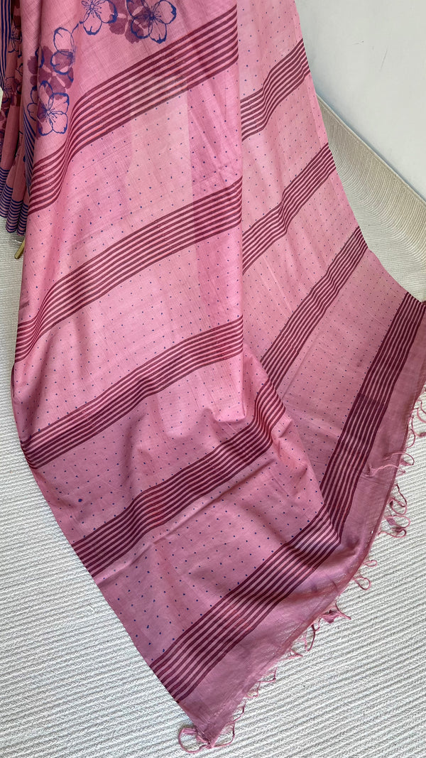'MADHURI : Mauve' Mangalagiri Cotton Saree