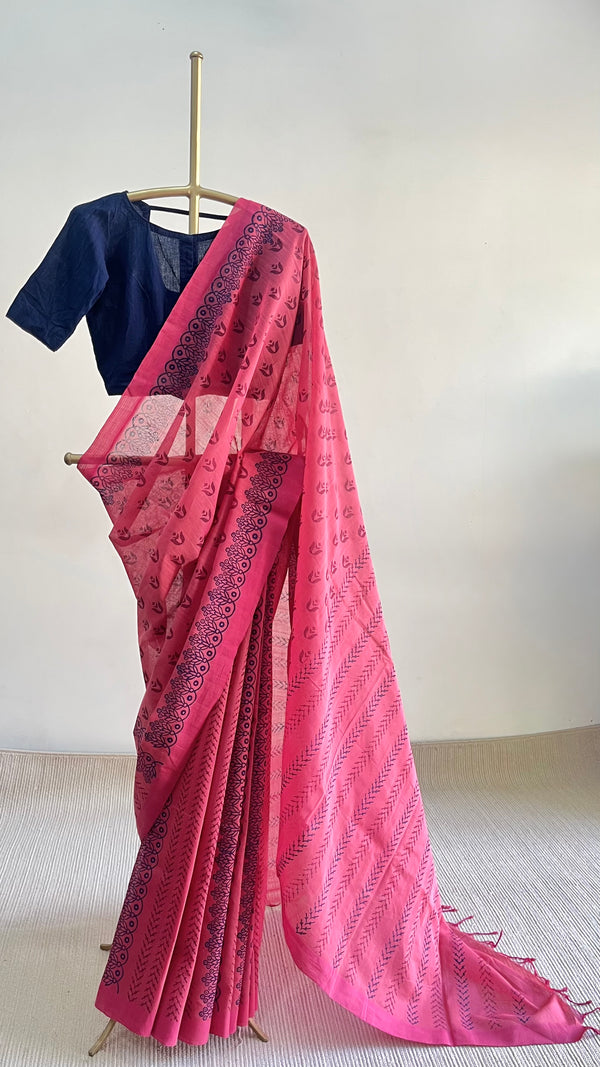 'TULA : Pink' Mangalagiri Cotton Saree