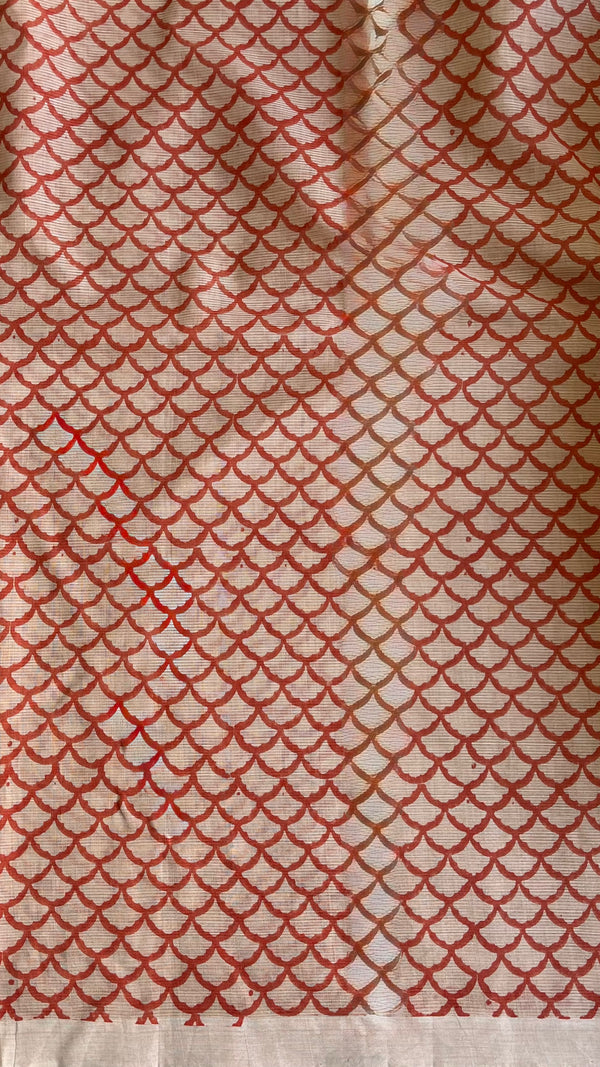 'MALLIKA : Beige' Mangalagiri Cotton Saree