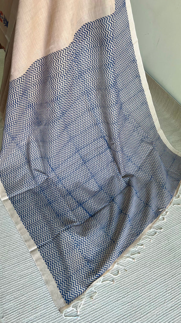 'MALLIKA : Beige' Mangalagiri Cotton Saree