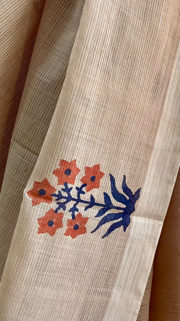 'MALLIKA : Beige' Mangalagiri Cotton Saree