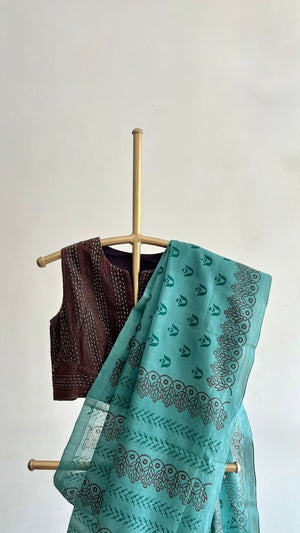 'TULA : Teal' Mangalagiri Cotton Saree