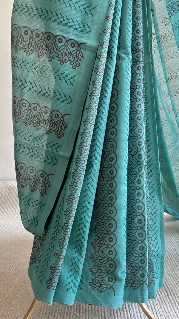 'TULA : Teal' Mangalagiri Cotton Saree