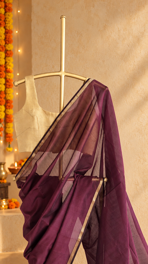 'VASUDHA' Handwoven Silk-Cotton Maheshwari Saree
