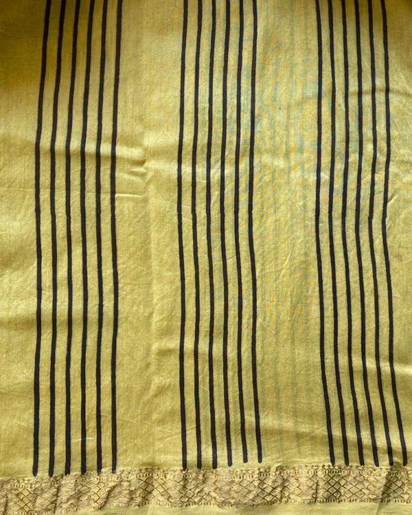 'MANTHAN: Yellow' Ajrakh Maheshwari Handloom Saree