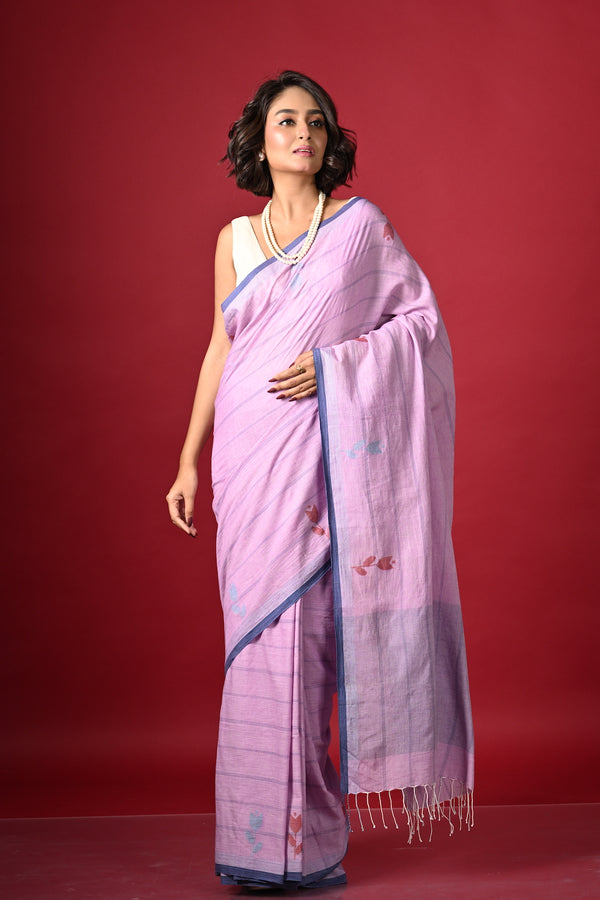 'PANKHUDI: Pale lavender' Handwoven Bengal Jamdani