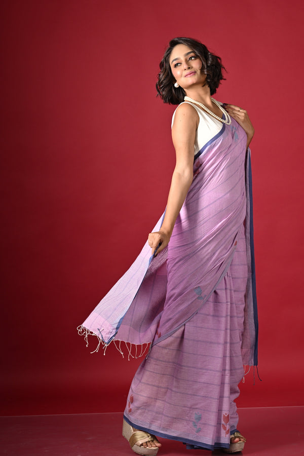 'PANKHUDI: Pale lavender' Handwoven Bengal Jamdani