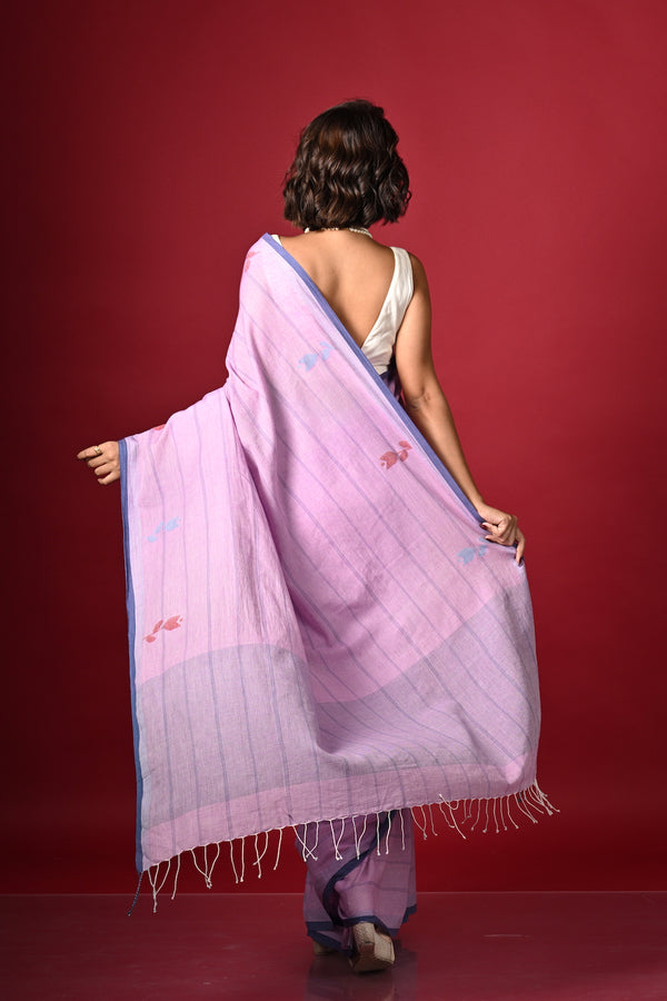 'PANKHUDI: Pale lavender' Handwoven Bengal Jamdani