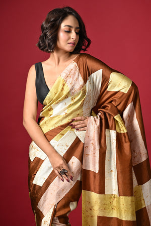 'ROTHKO: Brown' Batik on Handwoven Mulberry silk