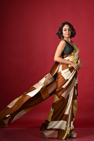 'ROTHKO: Brown' Batik on Handwoven Mulberry silk