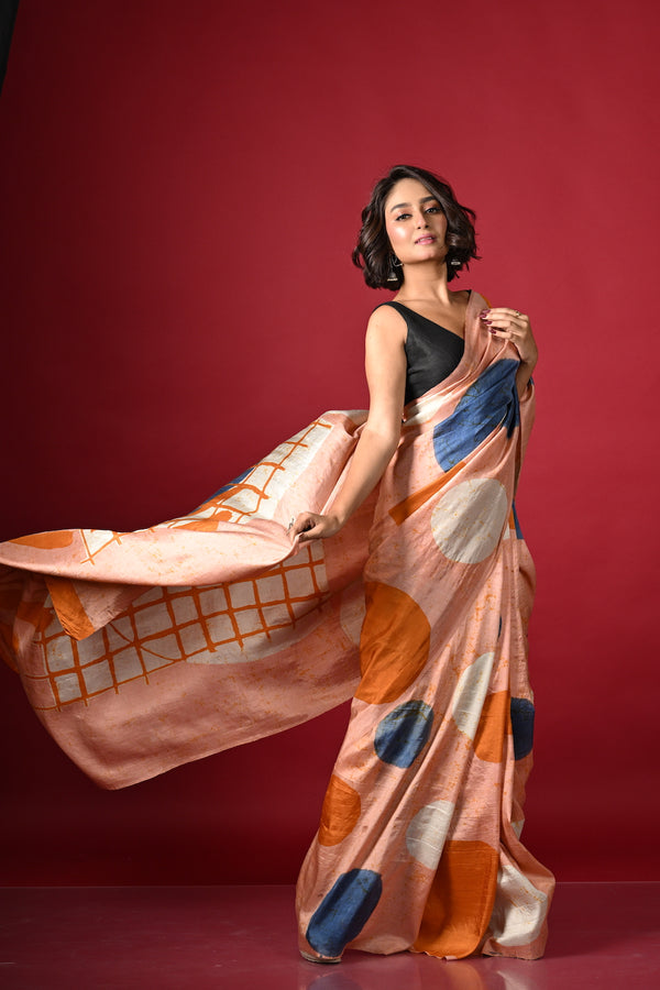 'PROTHOM ALO: Bubblegum Pink' Batik on Handwoven Mulberry Silk