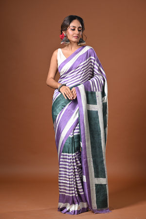 'GUNTA: Lavender' Batik on Handwoven Mulberry silk
