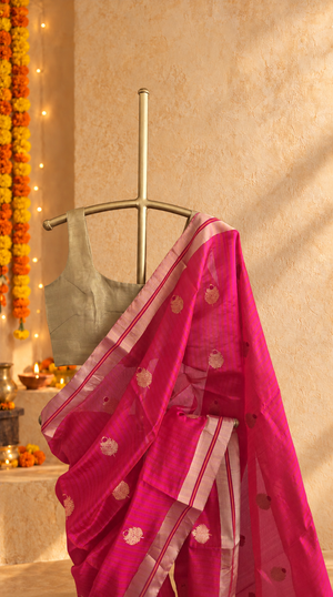'DEMETER Handwoven Silk Chanderi Saree