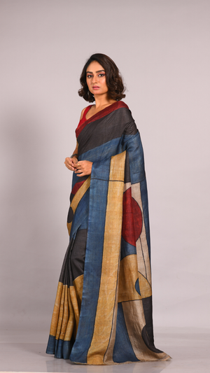 'AVIGHNA' Pen Kalamkari Tussar Silk Saree