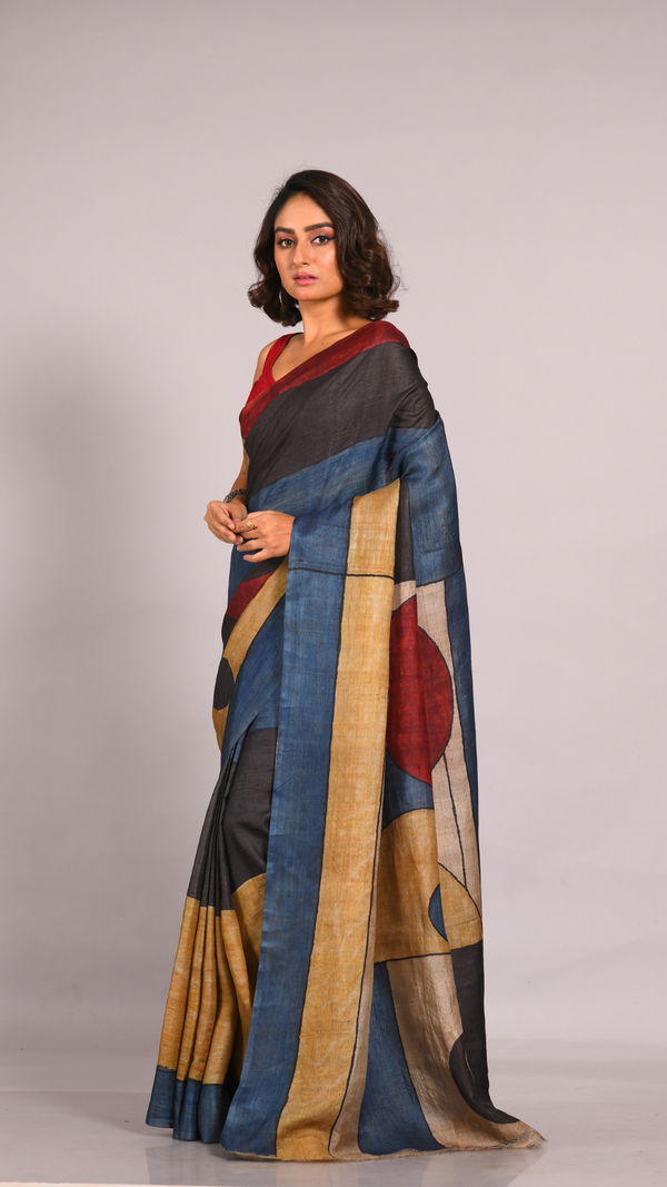 'AVIGHNA' Pen Kalamkari Tussar Silk Saree