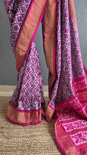 ‘SATMAL’ Handwoven Pochampally Ikat Silk Saree