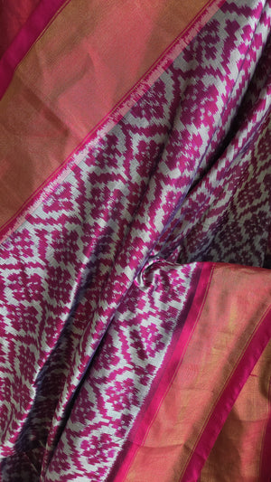 ‘SATMAL’ Handwoven Pochampally Ikat Silk Saree