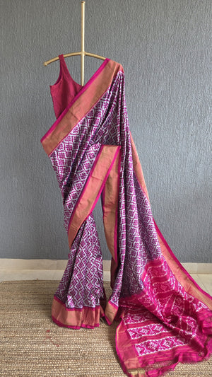 ‘SATMAL’ Handwoven Pochampally Ikat Silk Saree