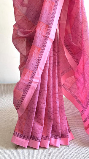 'KRAMA : Pink' Mangalagiri Cotton Saree